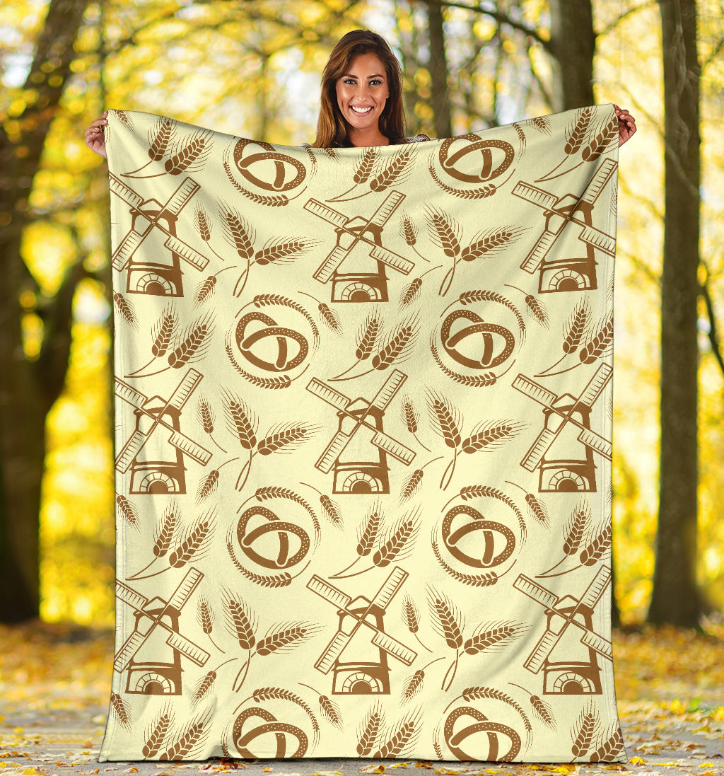 Agricultural Windmills Print Design 03 Premium Blanket
