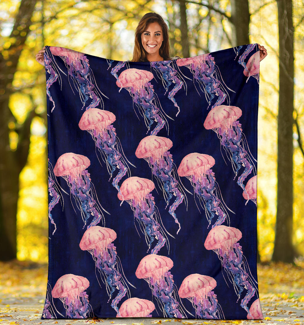 Jellyfish Pattern Print Design 03 Premium Blanket