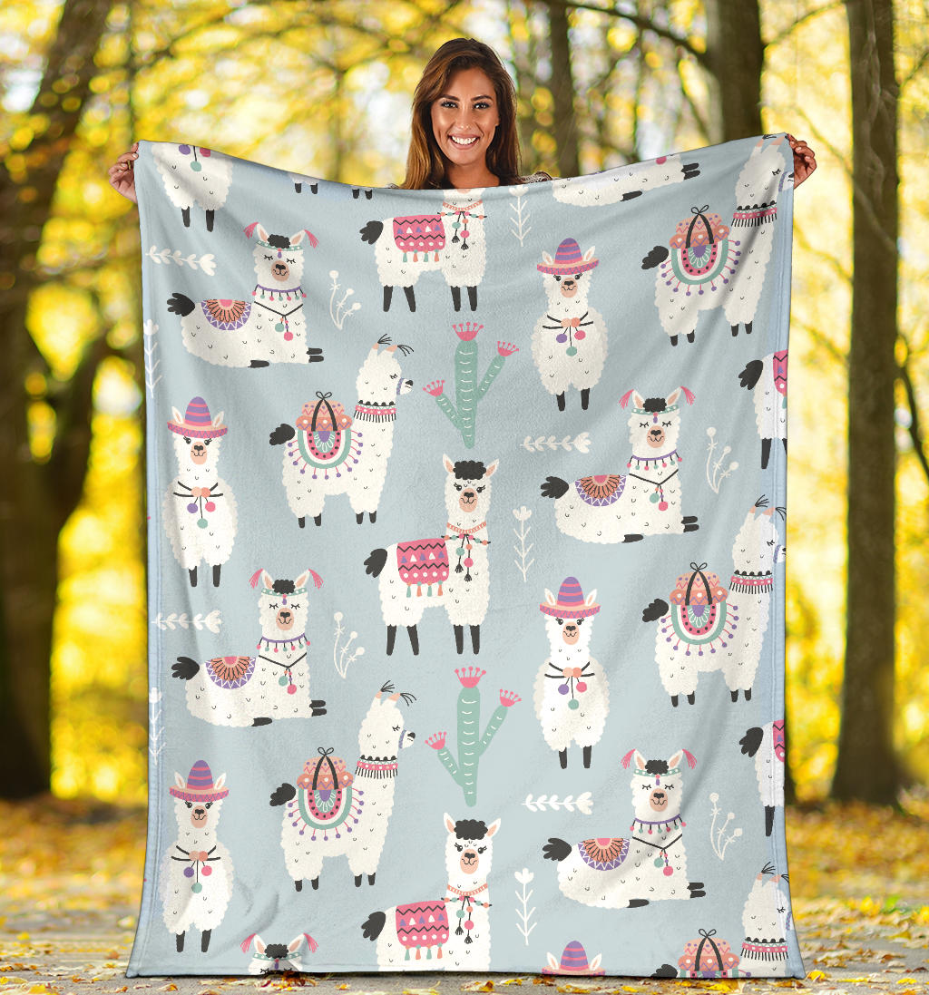 Llama Pattern Print Design 04 Premium Blanket