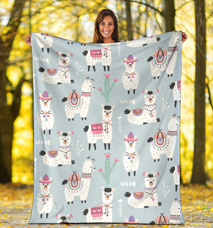 Llama Pattern Print Design 04 Premium Blanket