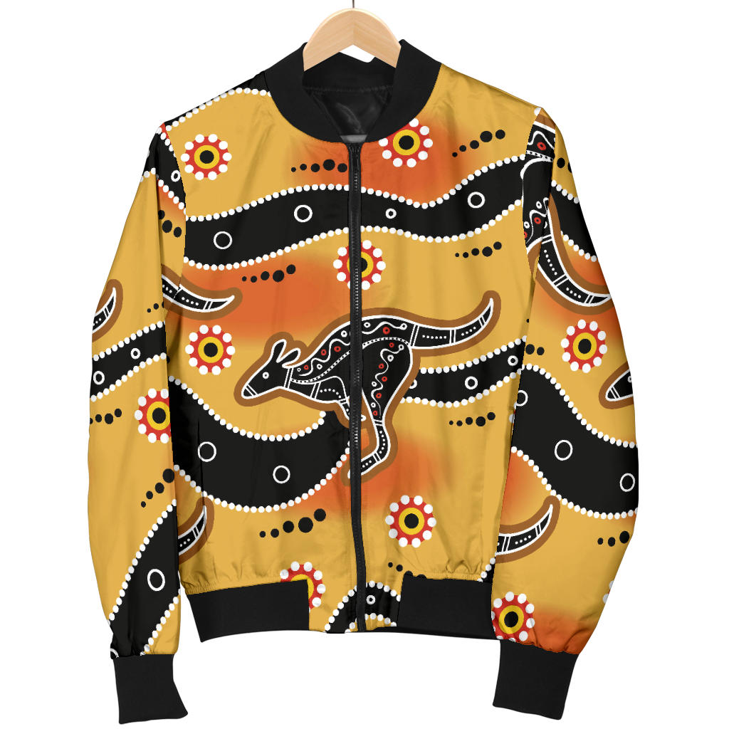 Kangaroos Aboriginal Pattern Print Design 06 Men Bomber Jacket