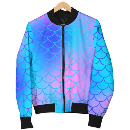 Mermaid Scales Pattern Print Design 04 Men Bomber Jacket
