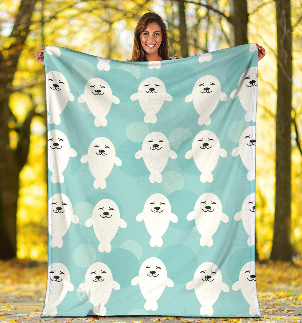 Sea Lion Baby Pattern Print Design 01 Premium Blanket