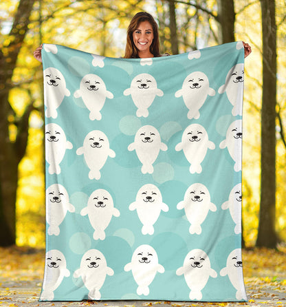 Sea Lion Baby Pattern Print Design 01 Premium Blanket