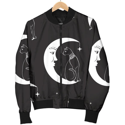 Moon with Cat Pattern Print Design 04 Men Bomber Jacket