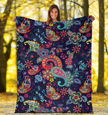 Paisley Boho Pattern Print Design A06 Premium Blanket