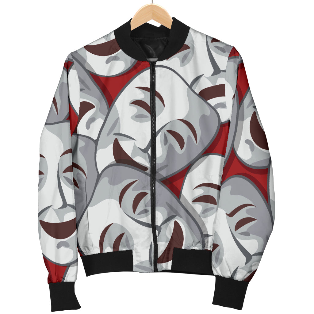 Acting Mask Pattern Print Design 01 Men Bomber Jacket