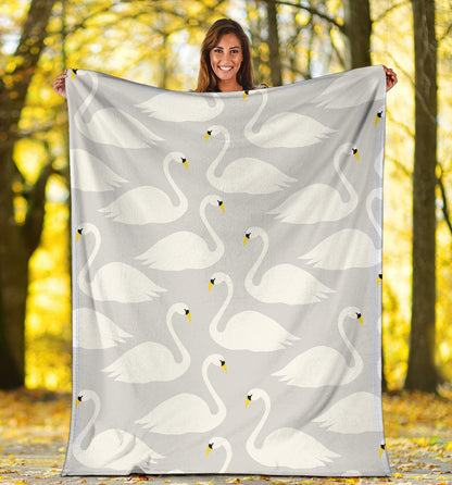 Swan Pattern Print Design 02 Premium Blanket