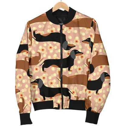 Dachshund Pattern Print Design 011 Men Bomber Jacket