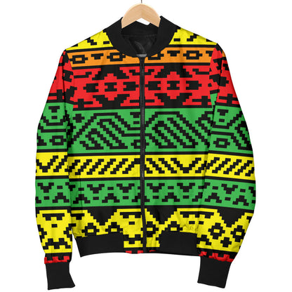 Rastafarian Pattern Print Design A02 Men Bomber Jacket