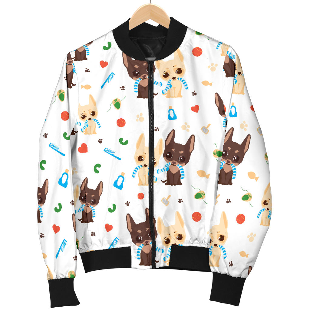 Chihuahua Pattern Print Design 06 Men Bomber Jacket