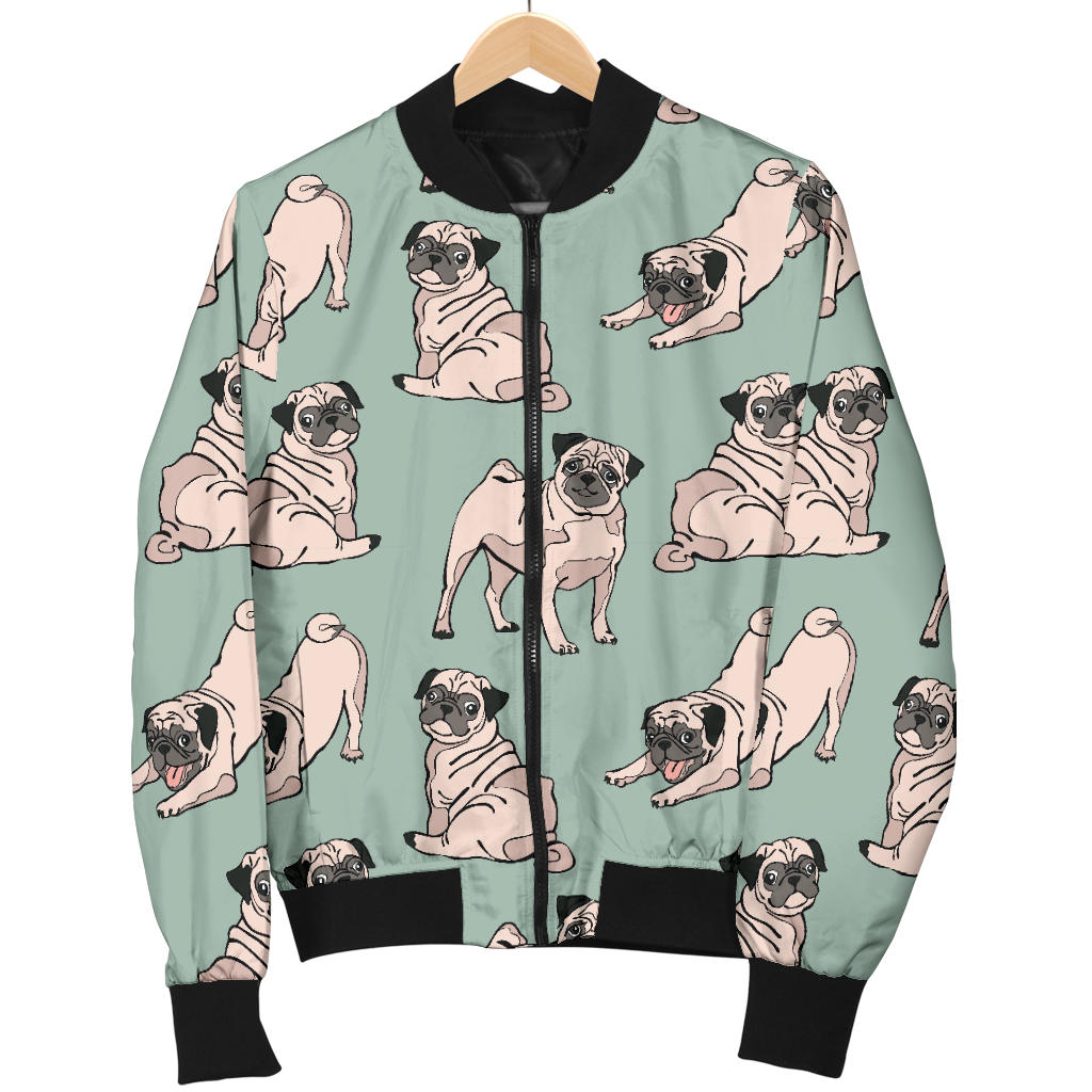 Pug Pattern Print Design A01 Men Bomber Jacket