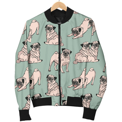 Pug Pattern Print Design A01 Men Bomber Jacket