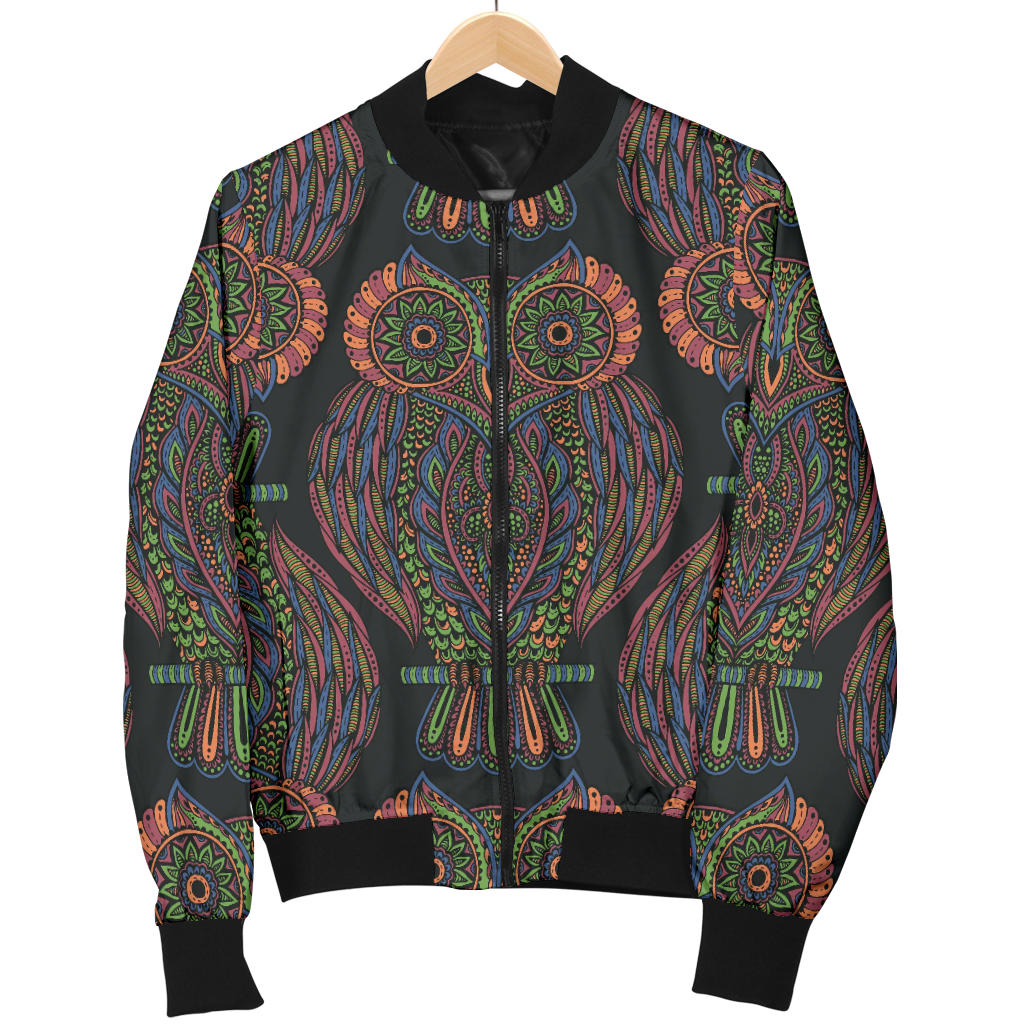 Owl Pattern Print Design A05 Men Bomber Jacket