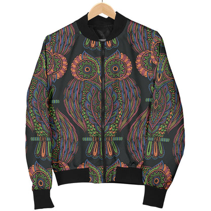 Owl Pattern Print Design A05 Men Bomber Jacket
