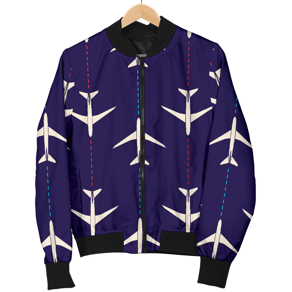 Airplane Pattern Print Design 03 Men Bomber Jacket