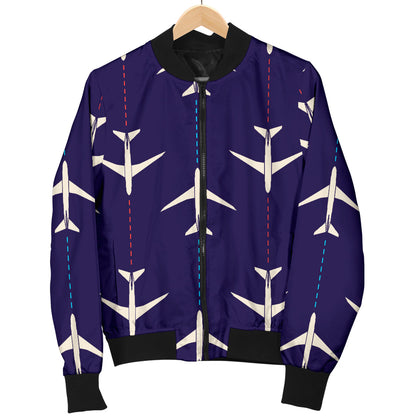 Airplane Pattern Print Design 03 Men Bomber Jacket