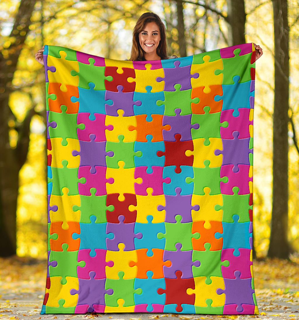 Autism Awareness Pattern Print Design 02 Premium Blanket