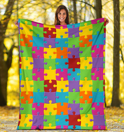 Autism Awareness Pattern Print Design 02 Premium Blanket