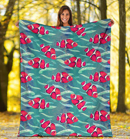 Clownfish Pattern Print Design 02 Premium Blanket