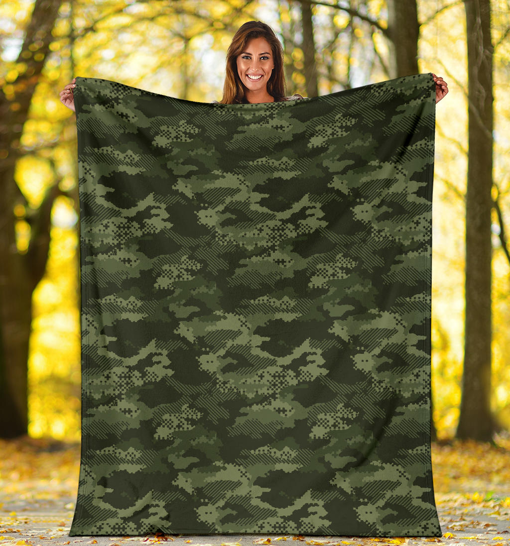Army Camouflage Pattern Print Design 02 Premium Blanket