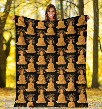 Buddha Pattern Print Design 01 Premium Blanket