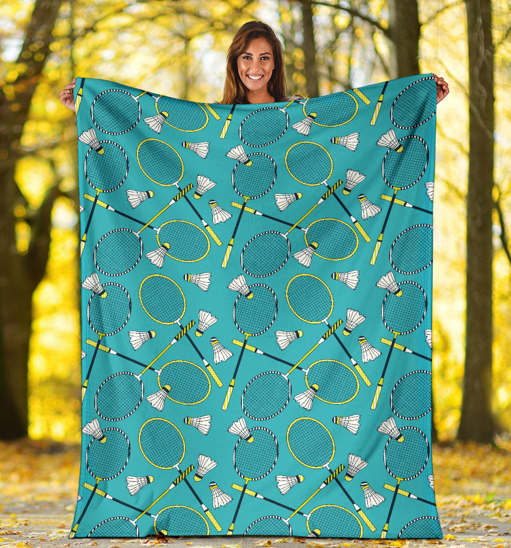 Badminton Pattern Print Design 06 Premium Blanket