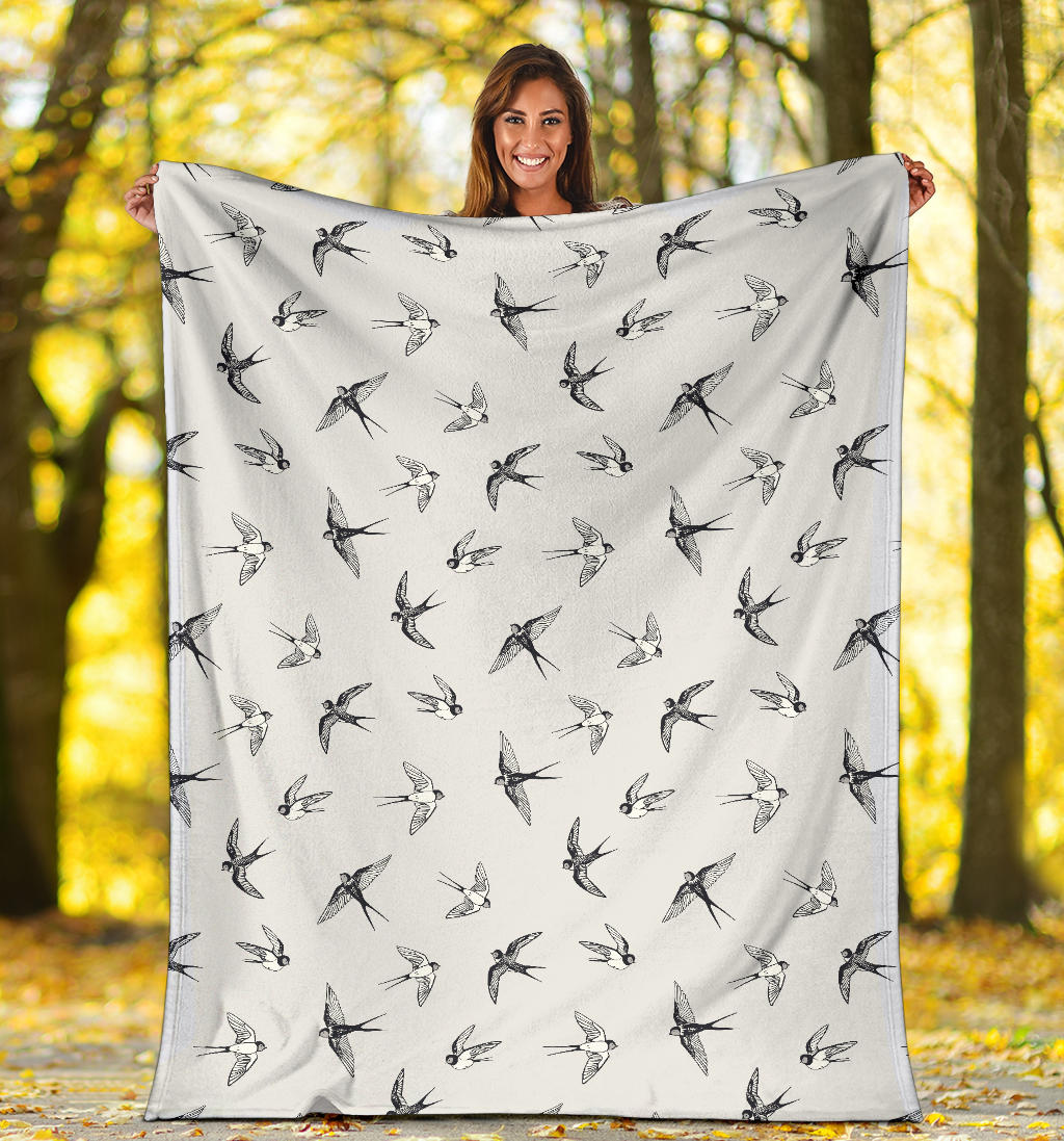 Swallow Bird Pattern Print Design 04 Premium Blanket