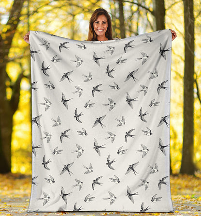 Swallow Bird Pattern Print Design 04 Premium Blanket