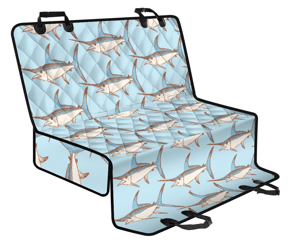Swordfish Pattern Print Design 01 Rear Dog Car Seat Cover Hammock