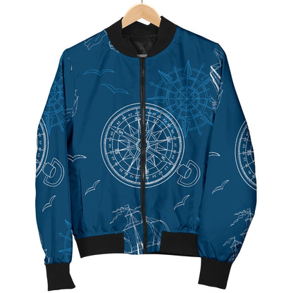 Nautical Pattern Print Design A04 Men Bomber Jacket