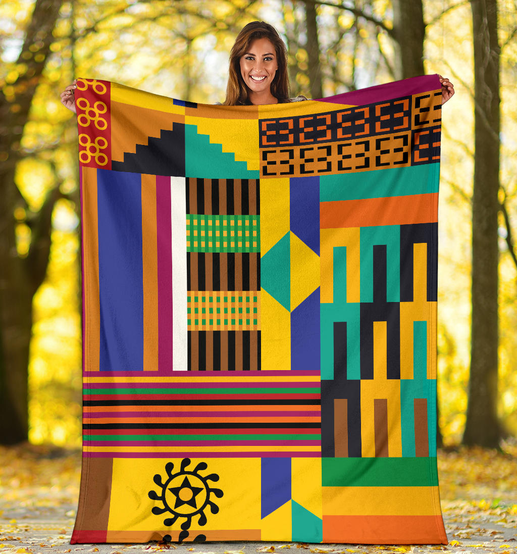 Kente Pattern Print Design 03 Premium Blanket