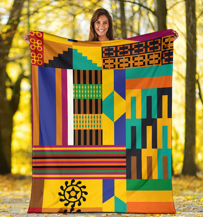 Kente Pattern Print Design 03 Premium Blanket
