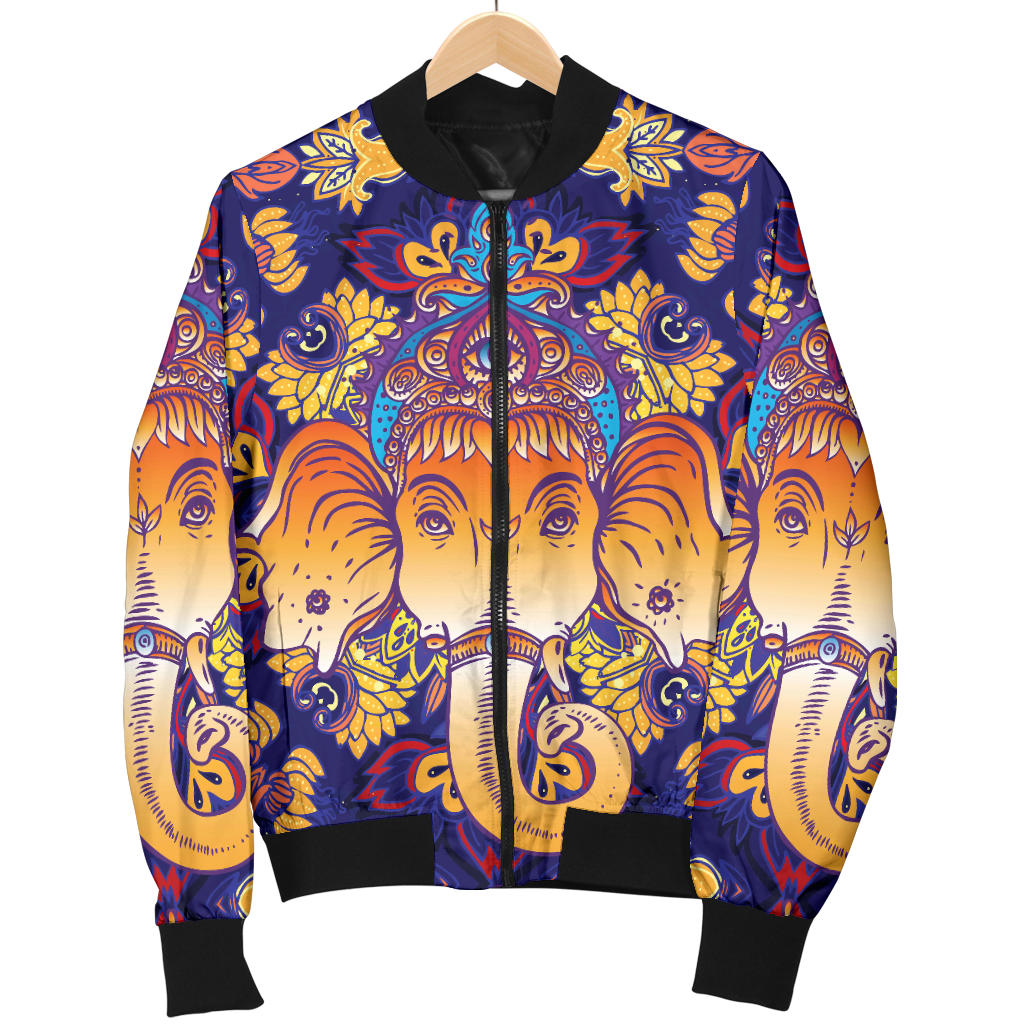 Ganesha Pattern Print Design 01 Men Bomber Jacket