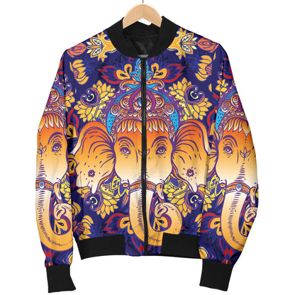 Ganesha Pattern Print Design 01 Men Bomber Jacket