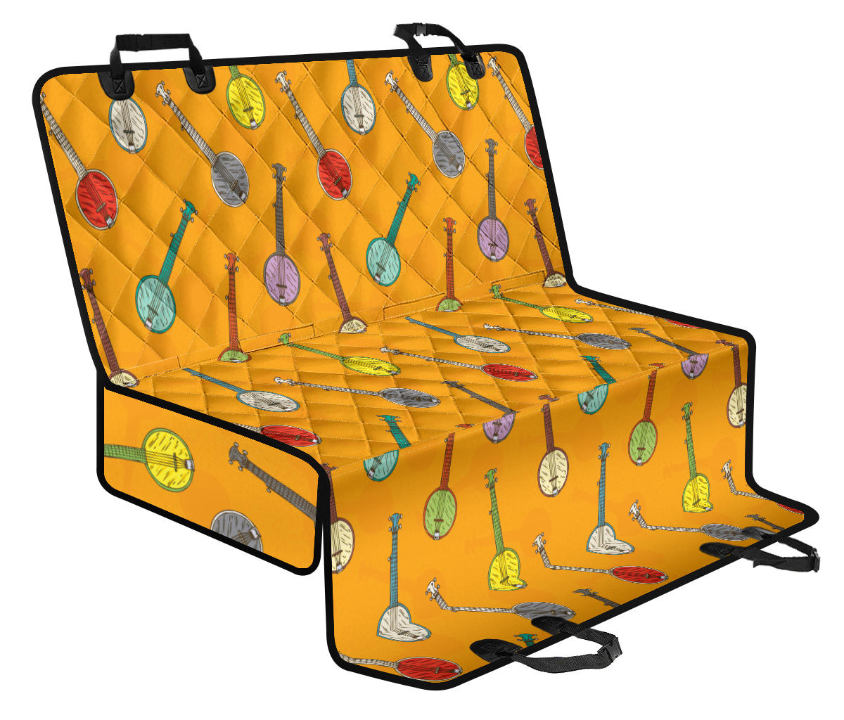 Banjo Pattern Print Design 02 Rear Dog Car Seat Cover Hammock