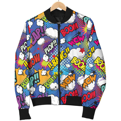 Comic Book Pattern Print Design 02 Men Bomber Jacket