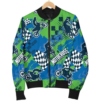 Motocross Pattern Print Design 04 Men Bomber Jacket