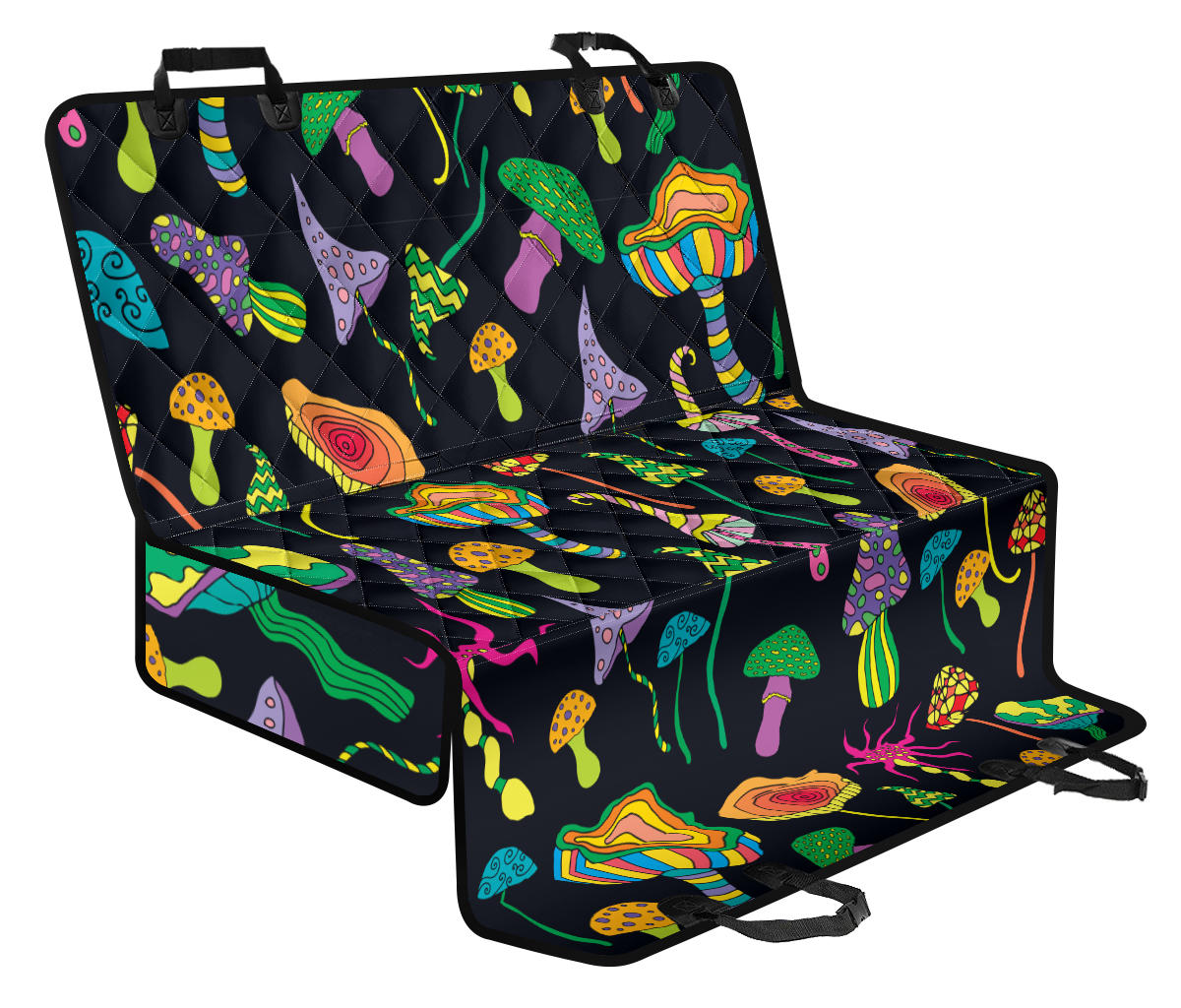 Psychedelic Mushroom Pattern Print Design A02 Rear Dog Car Seat Cover Hammock