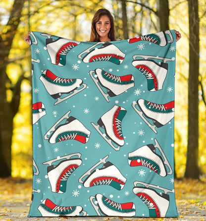 Ice Skate Pattern Print Design 03 Premium Blanket