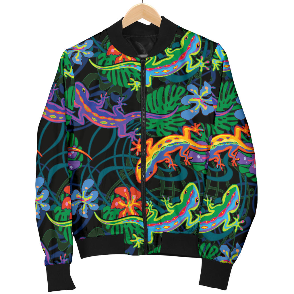 Gecko Colorful Pattern Print Design 01 Men Bomber Jacket