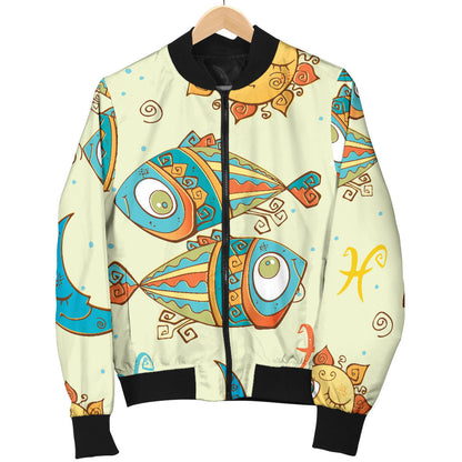 Pisces Pattern Print Design A03 Men Bomber Jacket