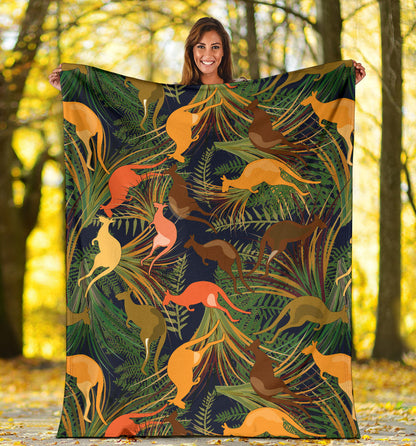 Kangaroos Pattern Print Design 07 Premium Blanket