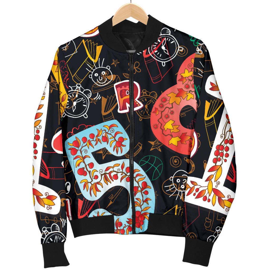 Number Pattern Print Design A03 Men Bomber Jacket