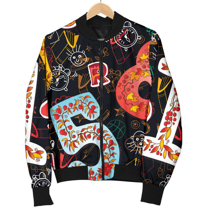 Number Pattern Print Design A03 Men Bomber Jacket