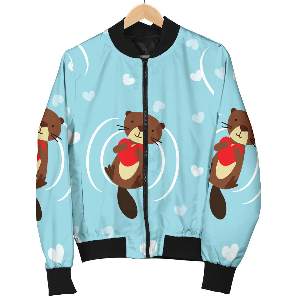Sea Otter Cute Pattern Print Design 04 Men Bomber Jacket