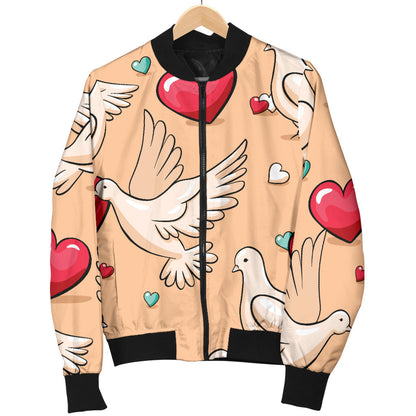 Pigeon Heart Pattern Print Design 04 Men Bomber Jacket