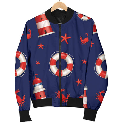 Nautical Pattern Print Design A03 Men Bomber Jacket