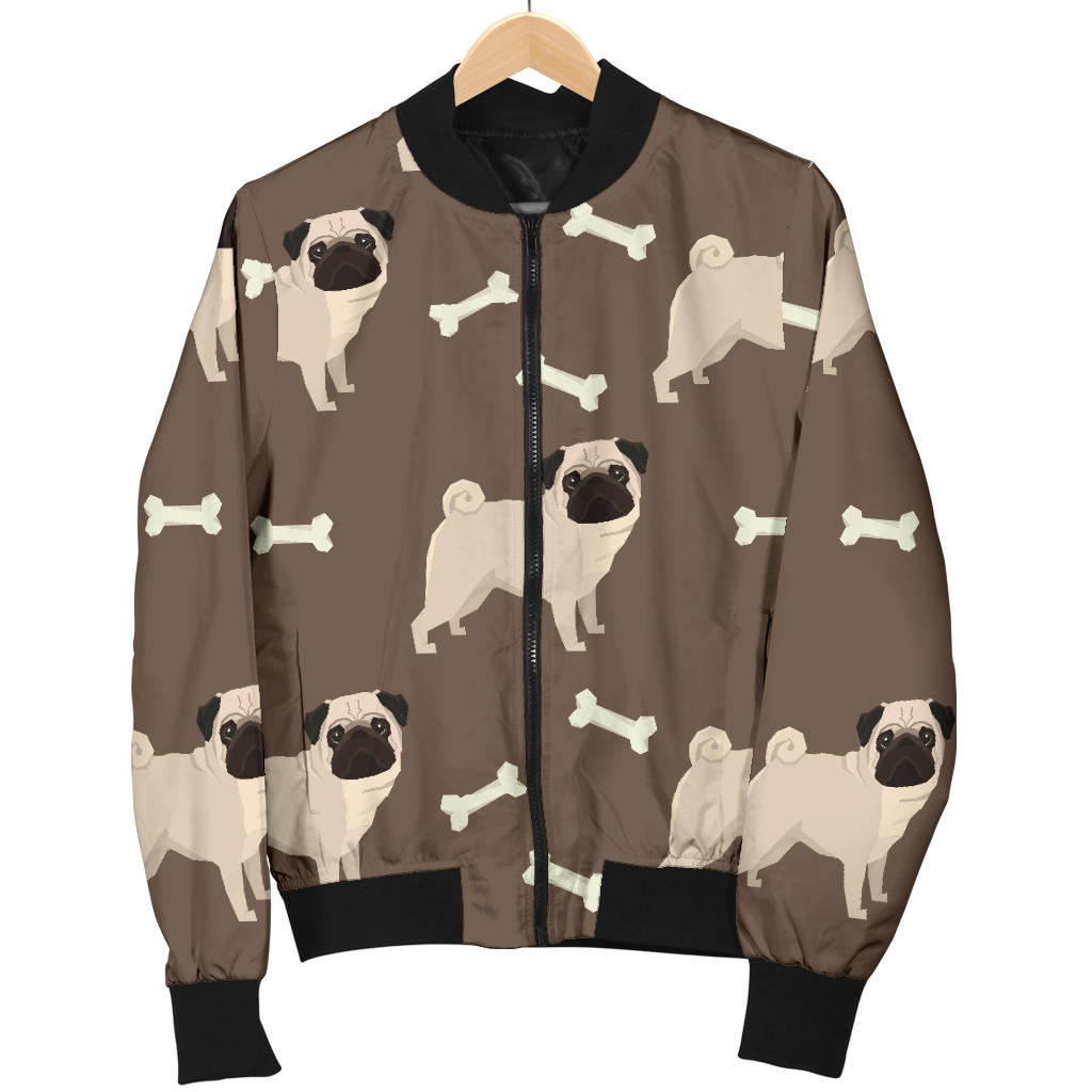 Pug Pattern Print Design A02 Men Bomber Jacket