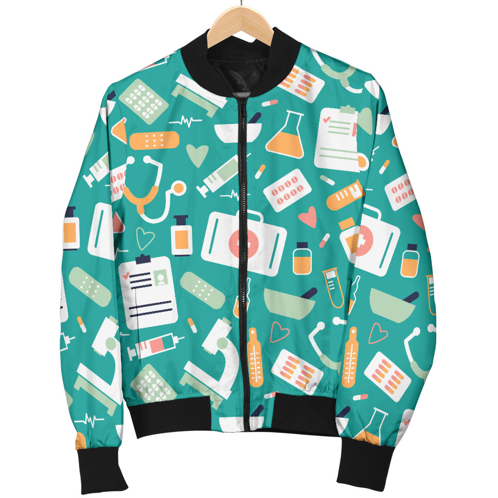 Medical Pattern Print Design 03 Men Bomber Jacket